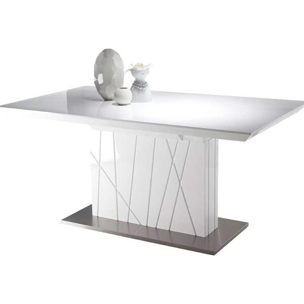 Mesa comedor en blanco brillo con combrian con tapa en DM y 160 cm de ancho  (18581)