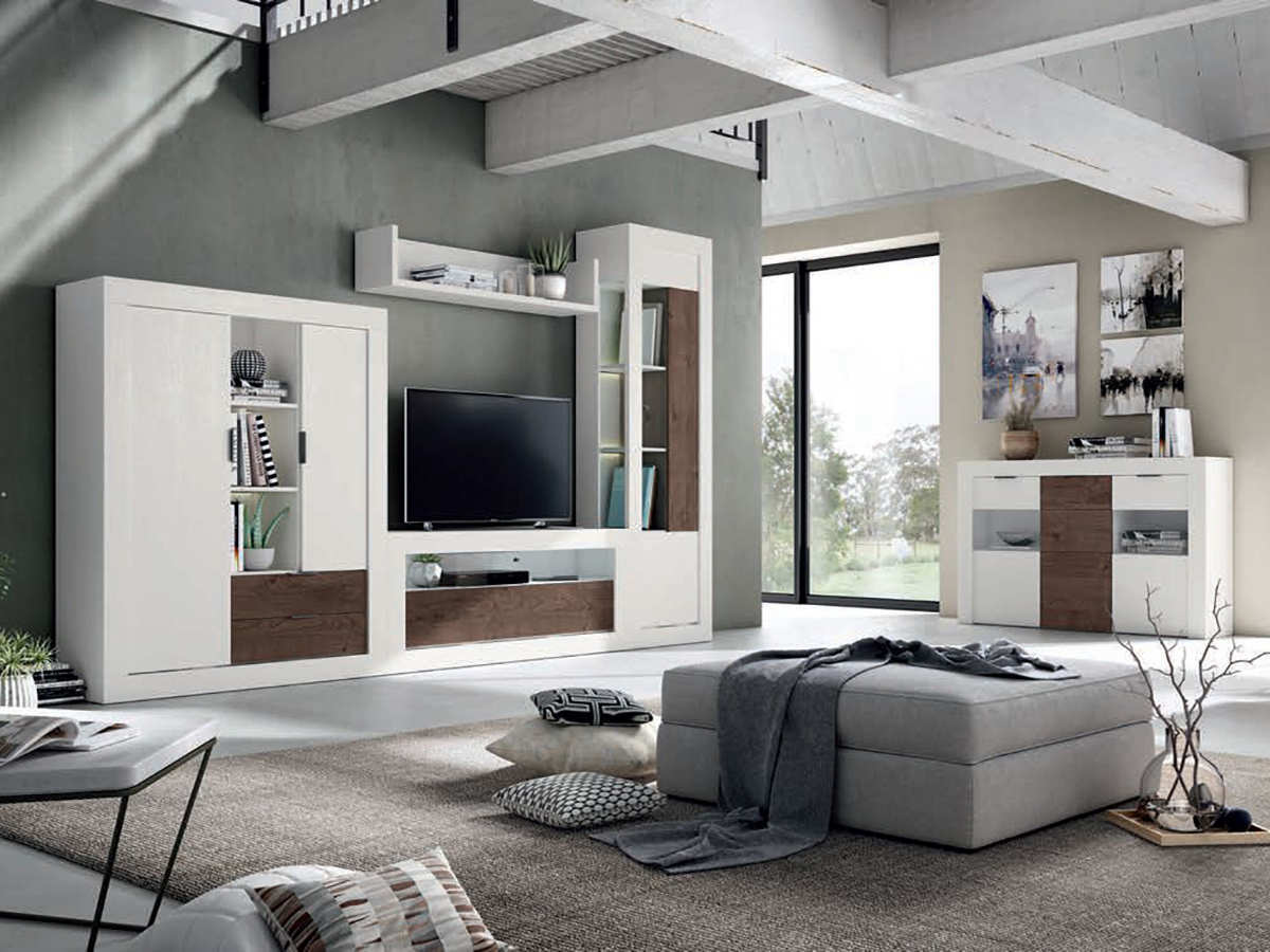 Muebles de salón modernos y modulares color blanco