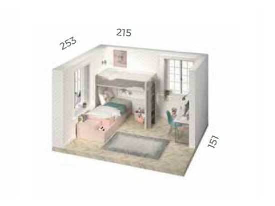 Dormitorio Juvenil con Litera F206