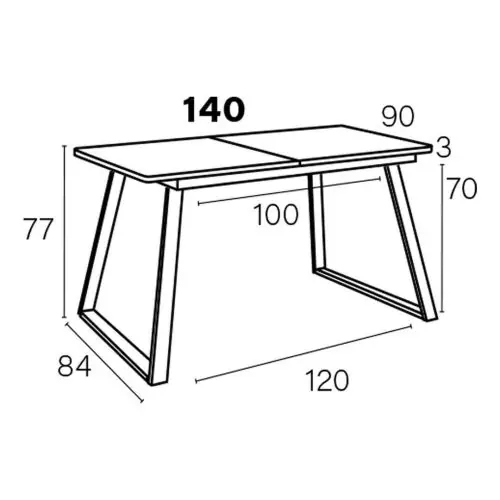 Mesa M822 Forma pata trapecio rectangular extensible 140x90 ext a 191 - Imagen 3