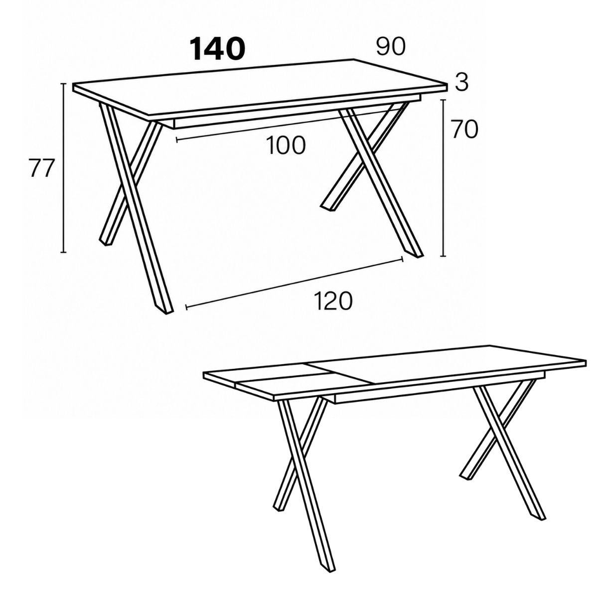 Mesa M820 M821 M826 M827 Pata metalica X - Imagen 2